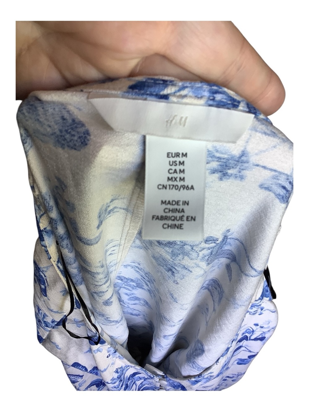 H&M Ivory White Blue Floral Butterfly Maxi Kaftan Dress Size M - Picture 8 of 9